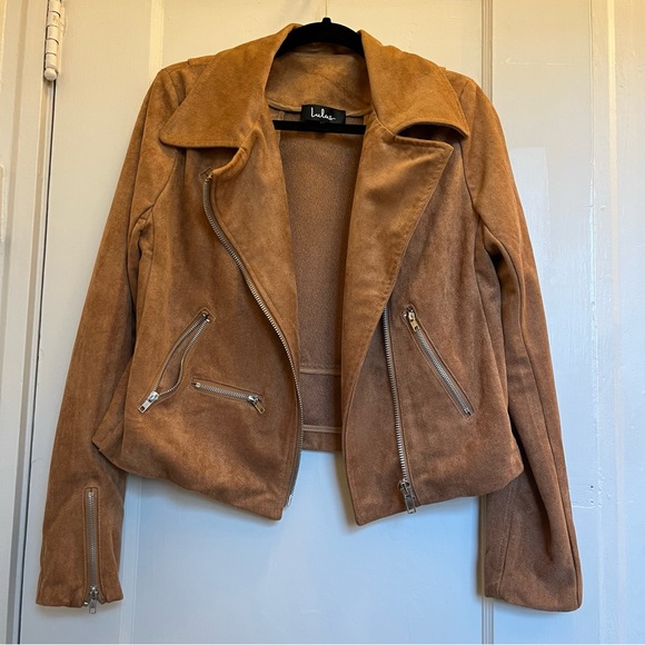 Lulu's Camel Faux Suede 'Suede With Love' Moto Jacket size XL - Picture 5 of 16